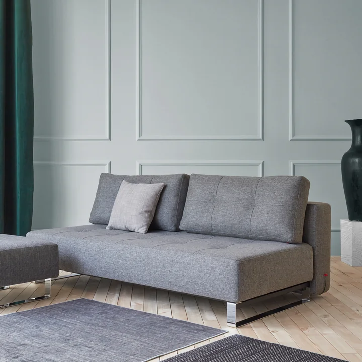 Innovation Living - Supremax D.E.L. Schlafsofa, 200 x 115 cm, chrom / grau (563 Twist)