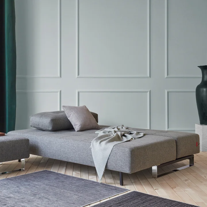 Innovation Living - Supremax D.E.L. Schlafsofa, 200 x 115 cm, chrom / grau (563 Twist)