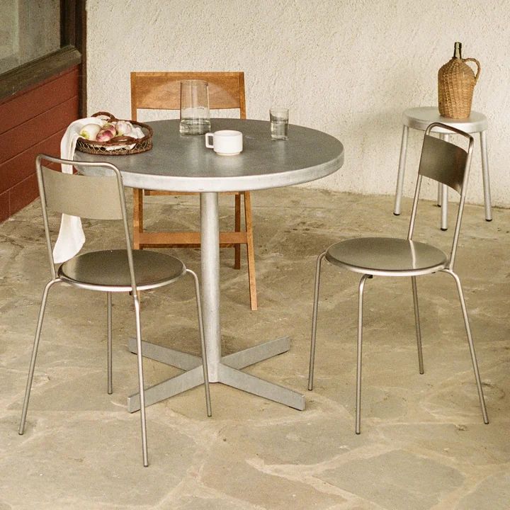 Frama - Petit Rond Stuhl, Edelstahl gebürstet