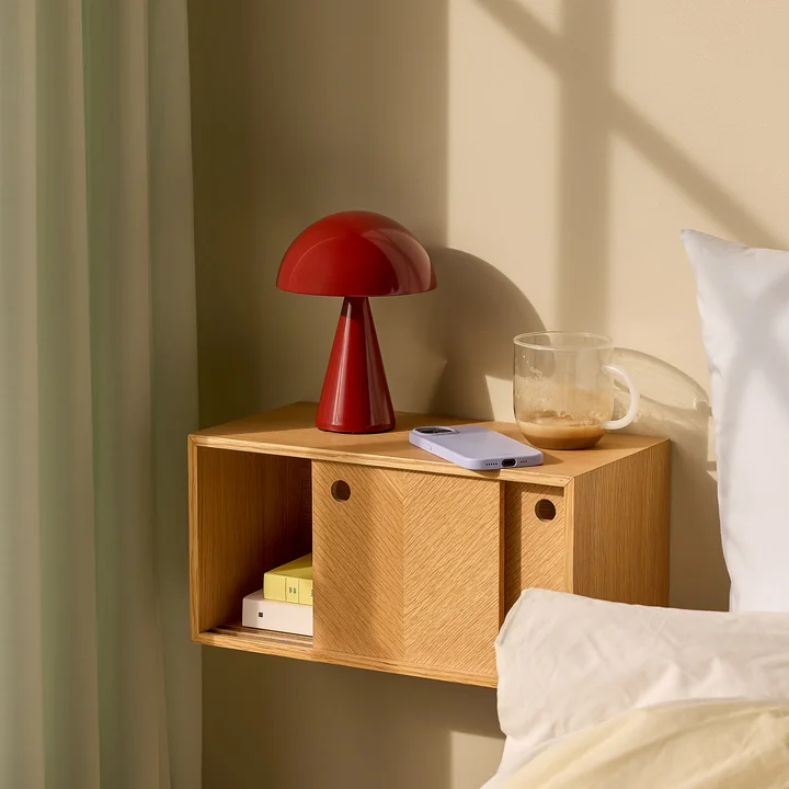 Hübsch Interior - Mush Akku-Tischleuchte, Mini, rot