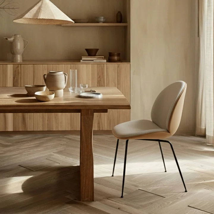 Gubi - Beetle Dining Chair Vollpolsterung (Conic Base), schwarz / Vidar (146) / Leder Valencia (Exclusive Edtion)