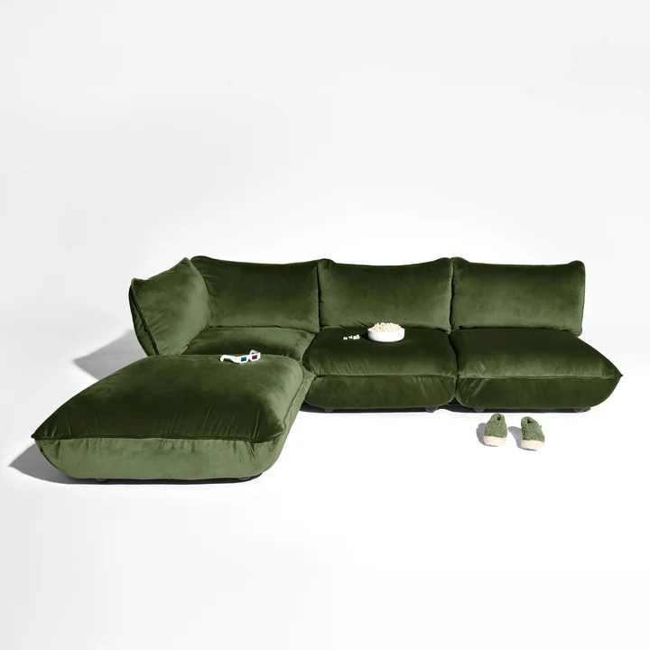 Fatboy - Sumo Ecksofa links / rechts, deep green (Samt)