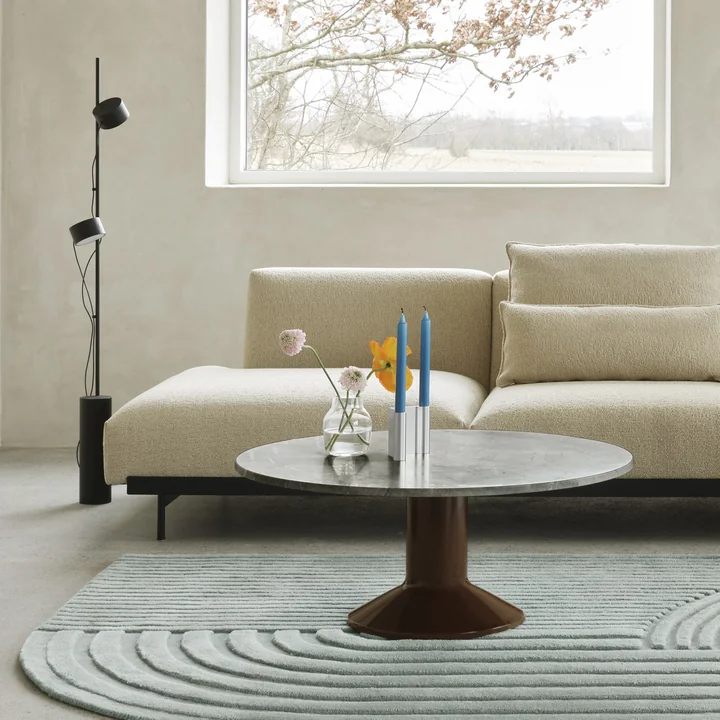 Muuto - Midst Couchtisch, Ø 90 cm, Marmor grau / dunkelrot