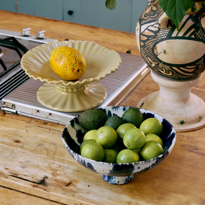 HKliving - Servierschale mit Fuss, Ø 26 cm, indigo