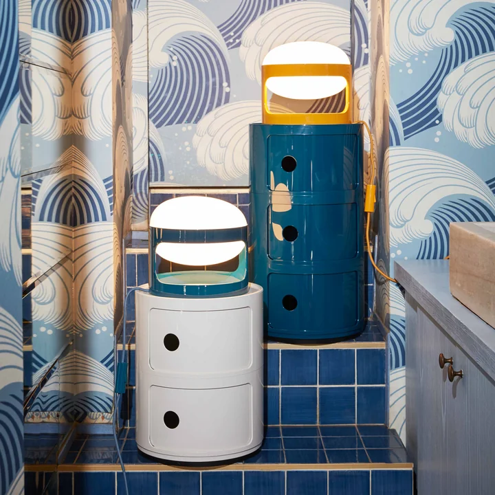 Kartell - New Big Componibili Container und KD28 Tischleuchten