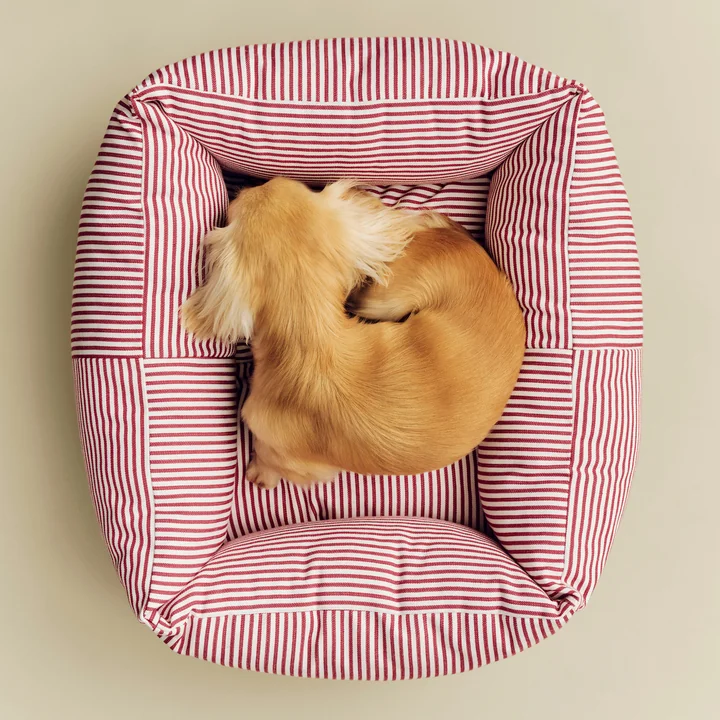 HAY - Hundebett, Zip, XS, rot / weisse Streifen