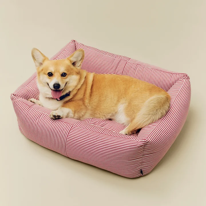 HAY - Hundebett, Zip, M, rot / weisse Streifen