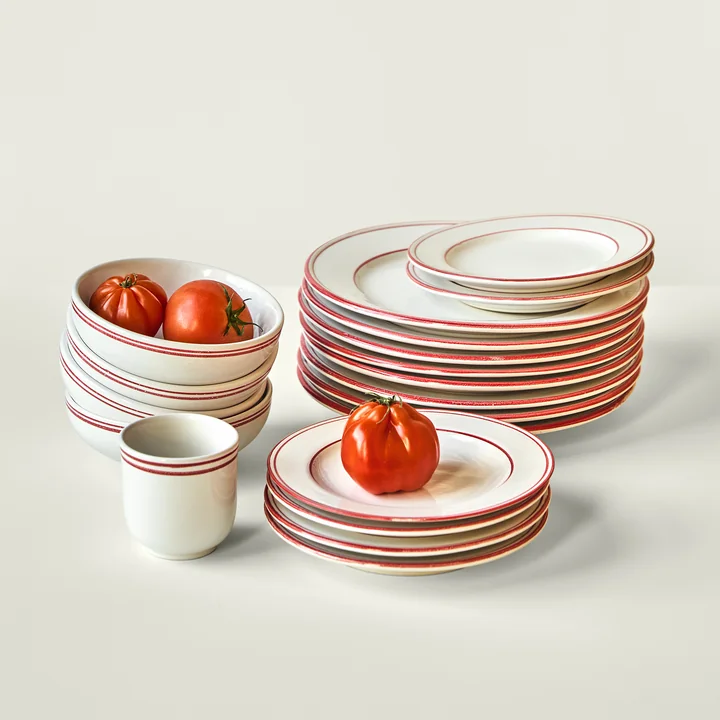 Nicolas Vahé - Bistro Geschirr, rot / weiss