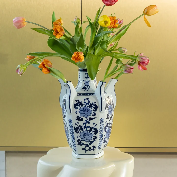 &klevering - Tulip Vase Atlas, blau / weiss