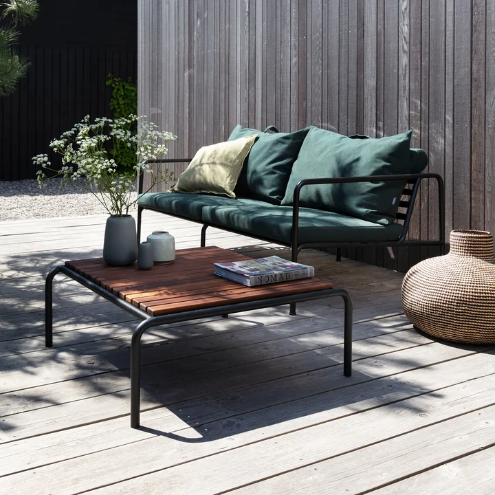 HOUE - AVON Sofa 2-Sitzer, schwarz / alpine mit AVON Tisch, Thermo-Esche / schwarz