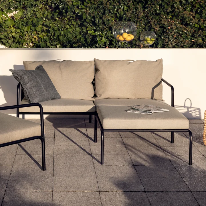 HOUE - AVON Sofa 2-Sitzer und Ottoman, schwarz / ash