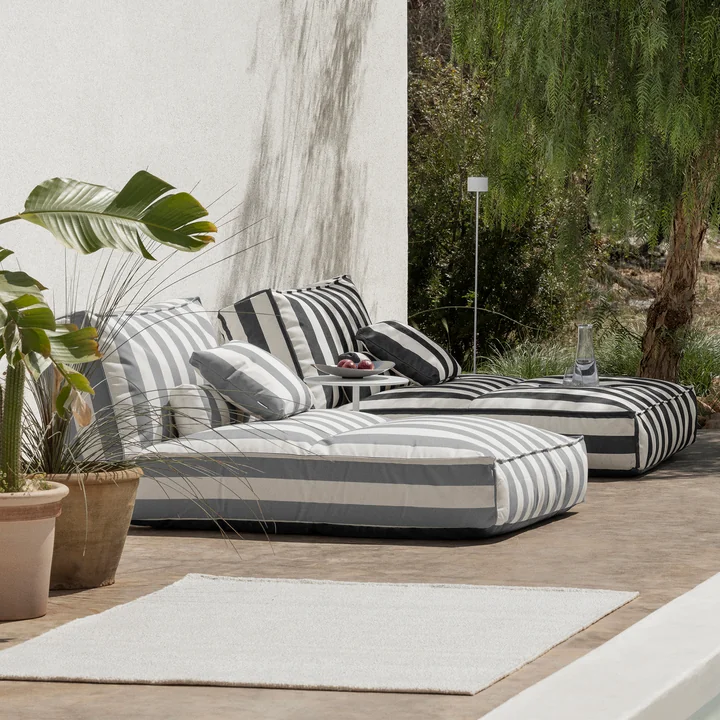 Blomus - Stay Outdoor-Bett, 120 x 190 cm, lily white / elephant skin und lily white / black