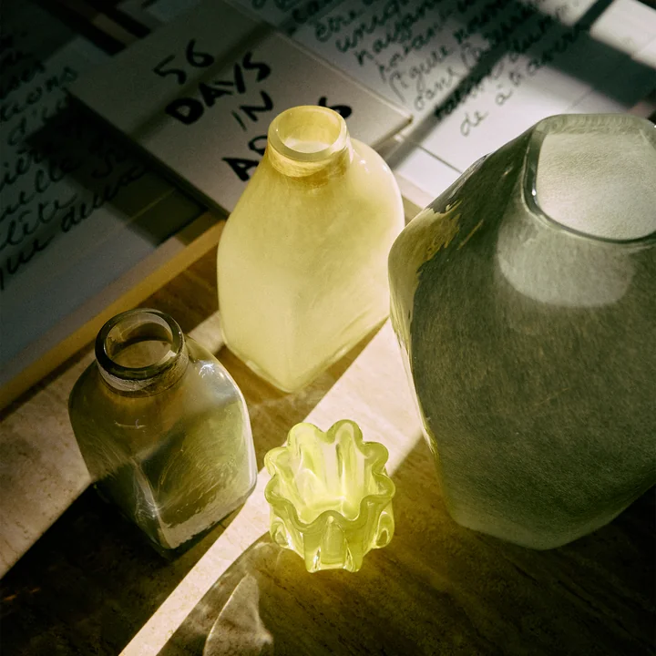 HKliving - Atelier Glasvasen, medium und small, pale green, Corala Kerzenhalter