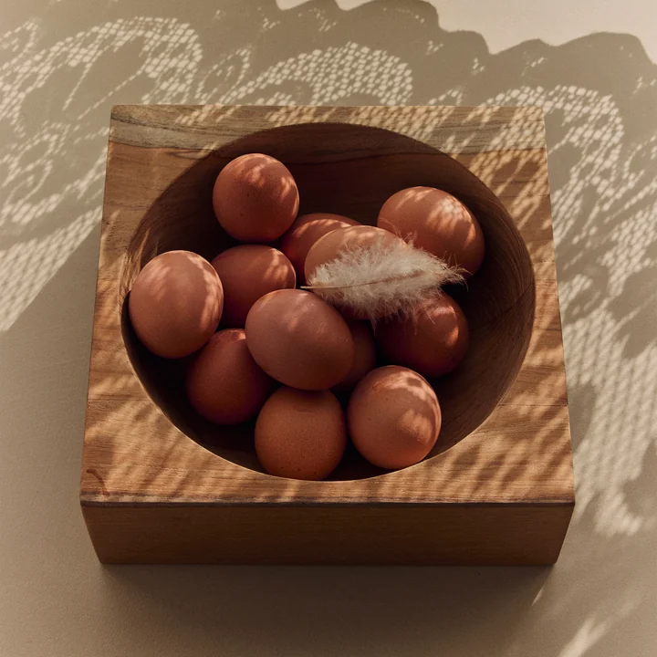 HKliving - Teak cube Schale, medium, Teakholz