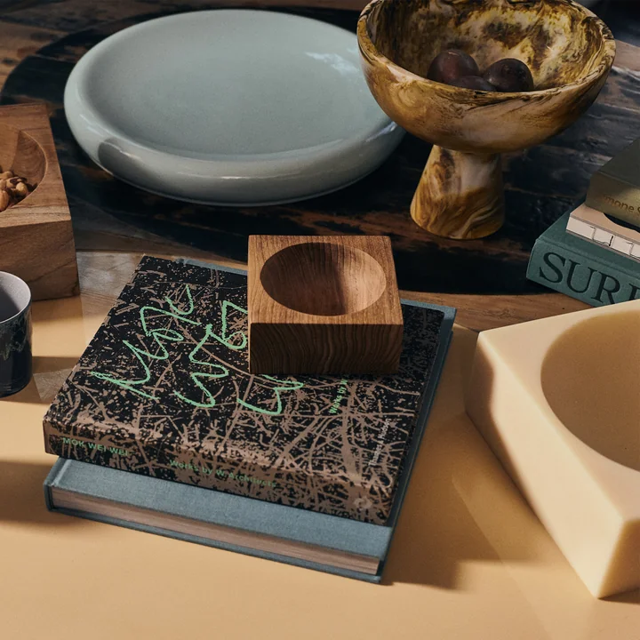 HKliving - Teak cube Schale, small, Teakholz