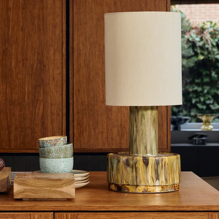 HKliving - Tischleuchtenfuss aus Keramik, reactive green