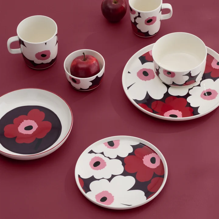 Marimekko - Unikko Kollehtion, white / plum / cranberry / pink