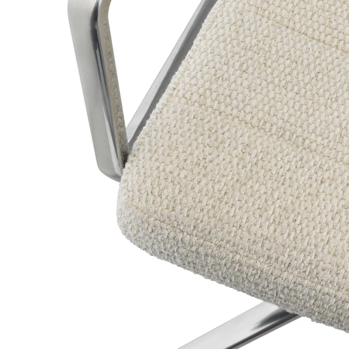 Vipp - 453 Drehstuhl, Aluminium, off white textile, auf Gleitern