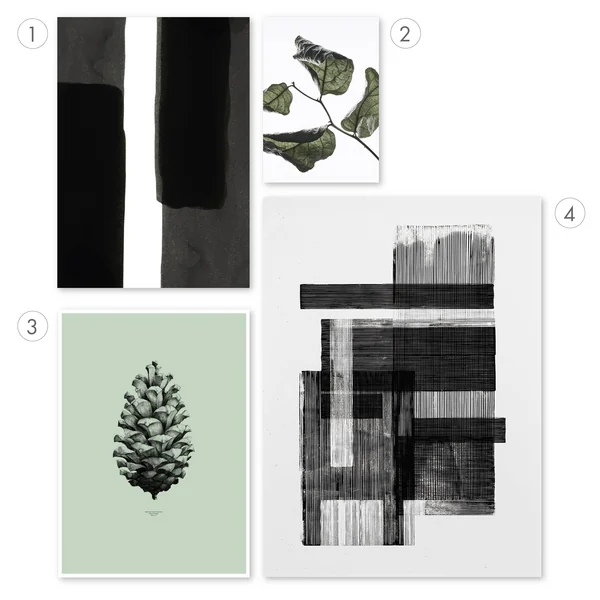 Poster in Schwarz-Weiss mit grünen Akzenten