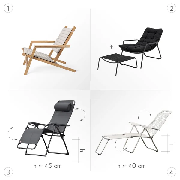 PUK - Gartenliegen - Übersicht Typen Liegestühle