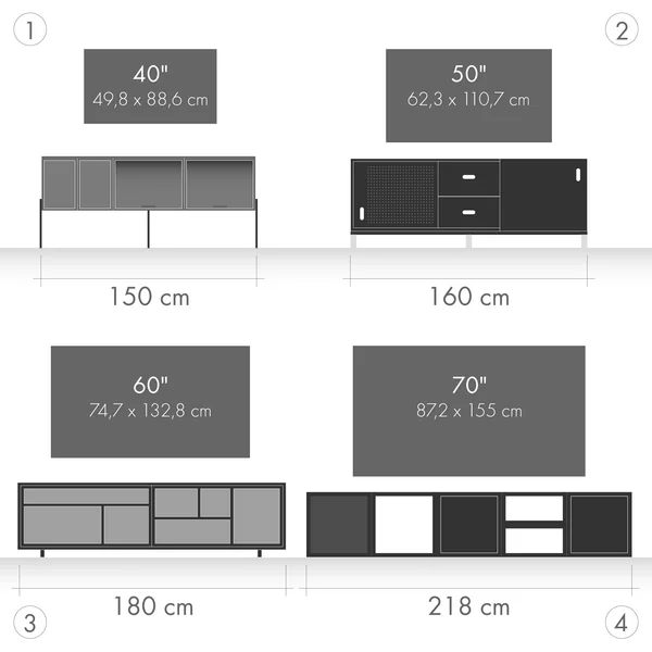 PUK Lowboards TV Grössenverhältnis