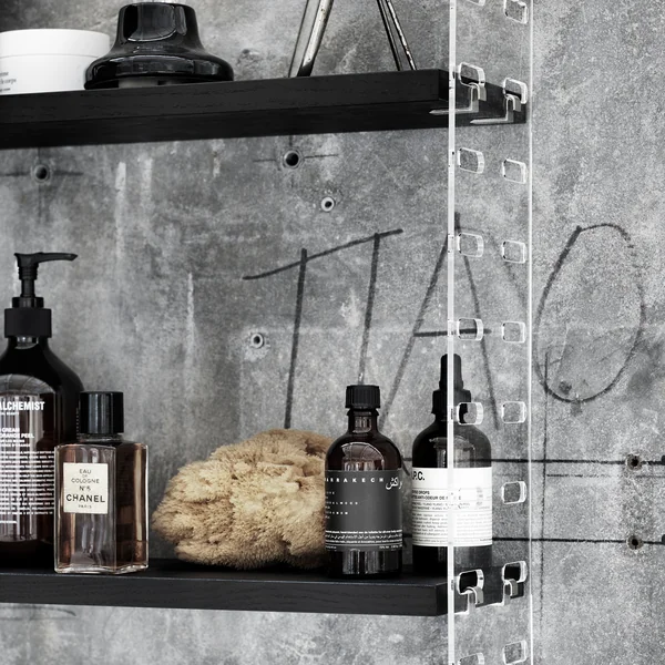 String - Regalboden 58 x 20 cm (3er-Pack), Esche schwarz gebeizt