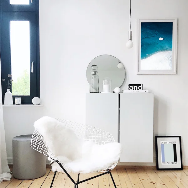 Asbtraktes Poster in Blau und Weiss