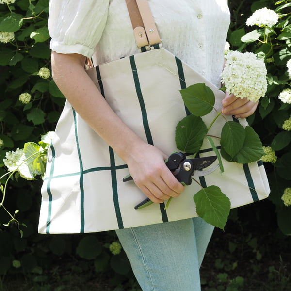 Marimekko - Tiiliskivi Gartentasche, beige / dunkelgrün