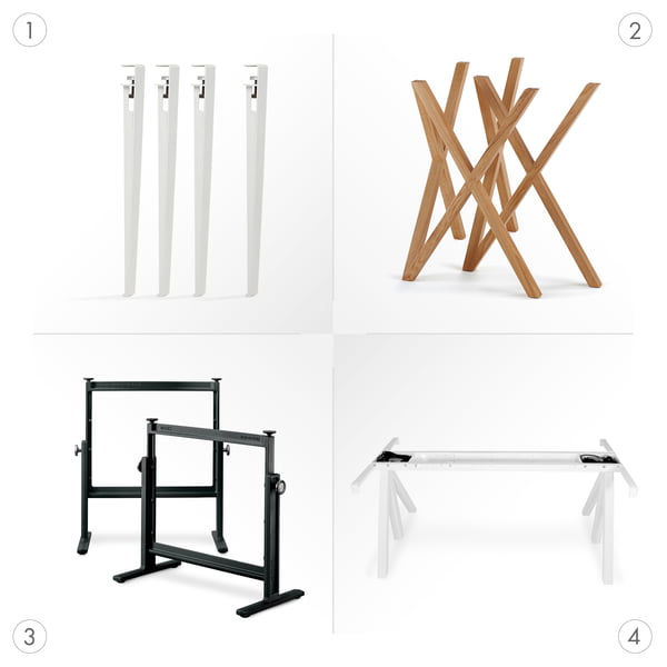 Tischbeine und Tischböcke aus Metall und Holz