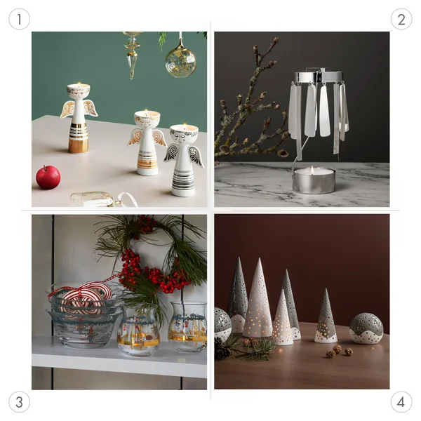 Grafik für verschiedene Teelichthalter weihnachtlich interpretiert
