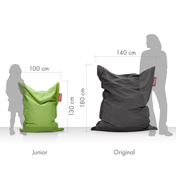 Produktunterkategorie Kindersitzsäcke Grafik Normalgrösse und Kindergrösse
