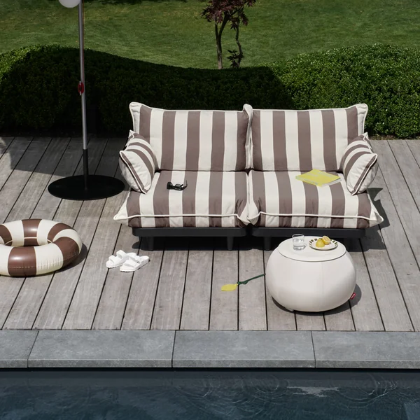 Fatboy - Paletti Outdoor Lounge Sofa, weiss / kakao gestreift